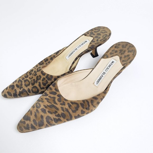 Manolo Blahnik Shoes - Manolo Blahnik Leopard Pointed Mules Size 36.5 / 6